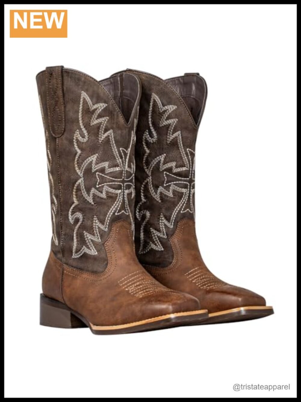 Extra Wide Calf Cowboy Boots Women Faux Leather Square Toe Mid-Calf Western